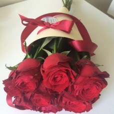 11 red roses in a bag